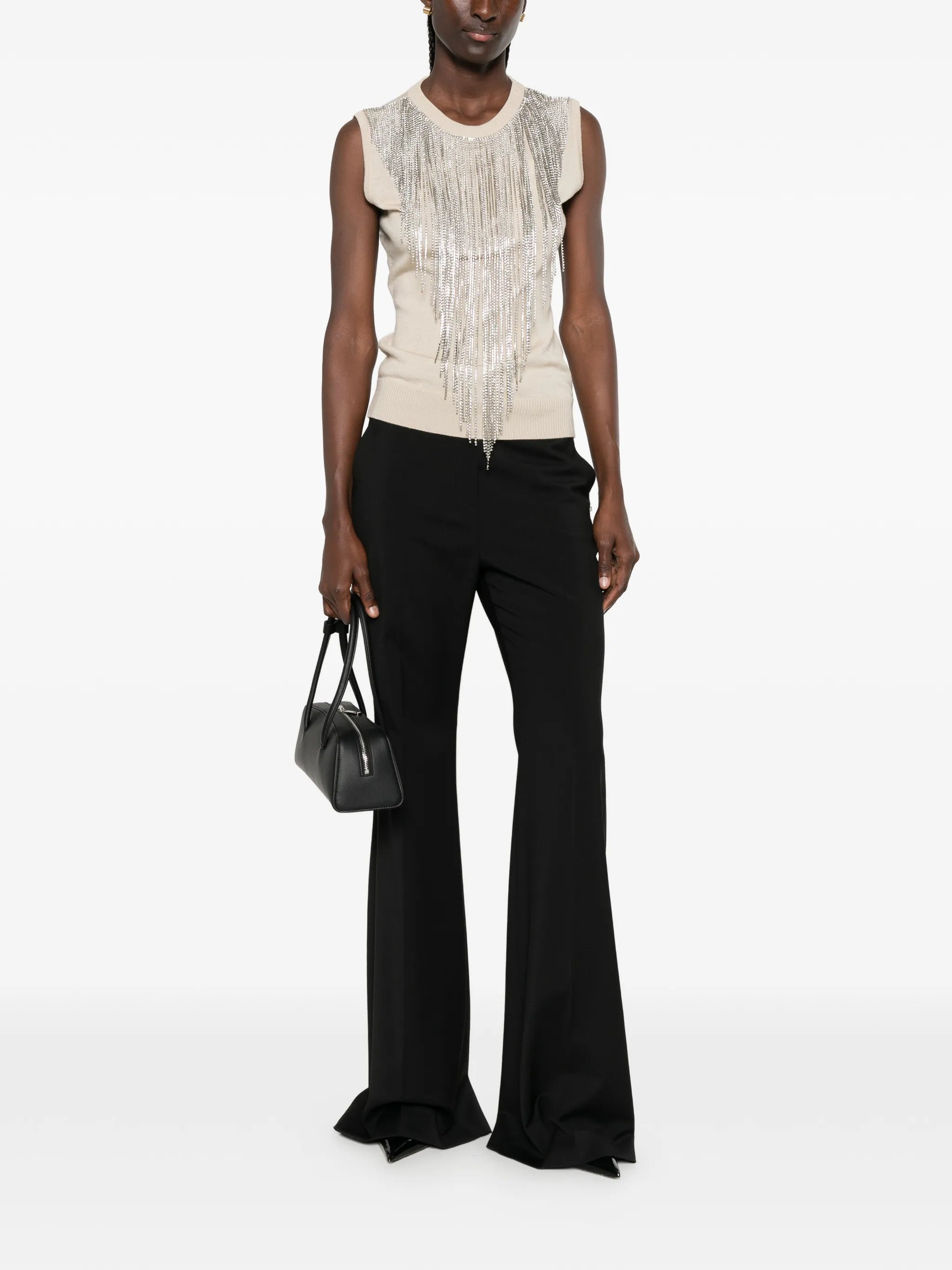 fringed crystal-embellished top