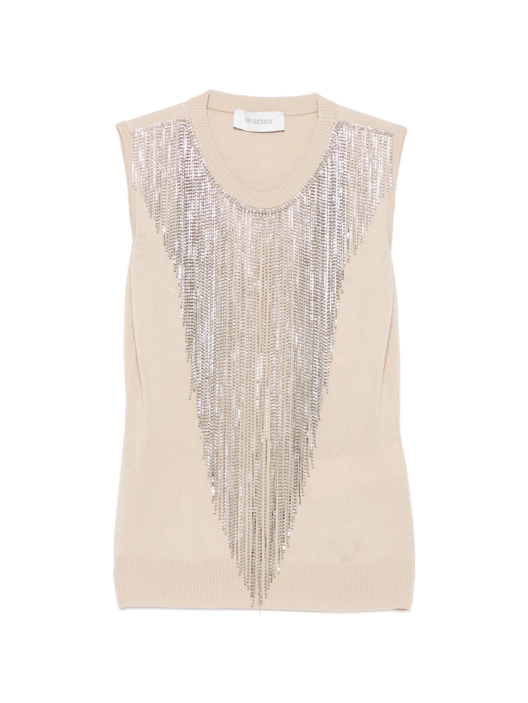 fringed crystal-embellished top