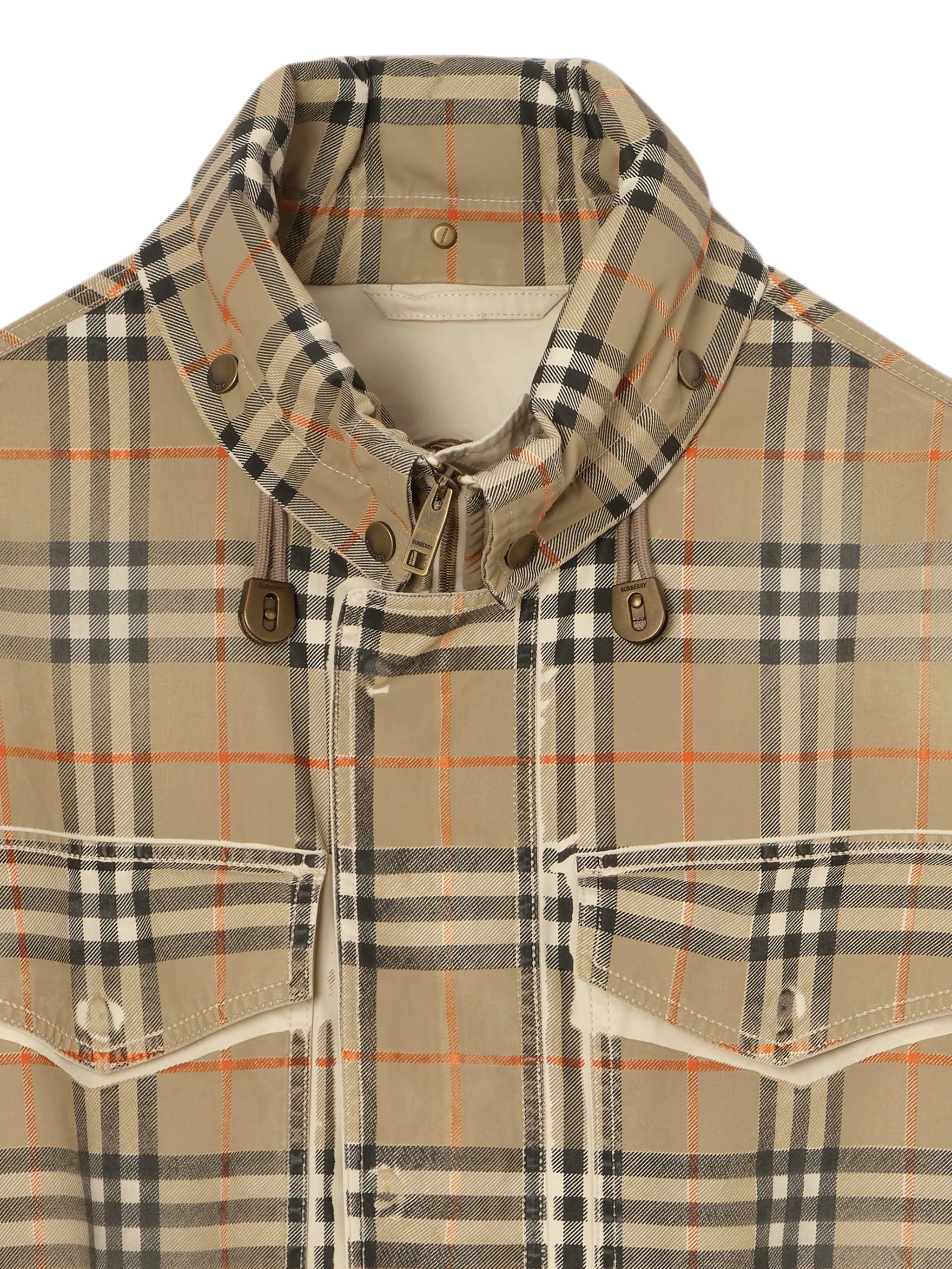gradient Check tropical gabardine parka