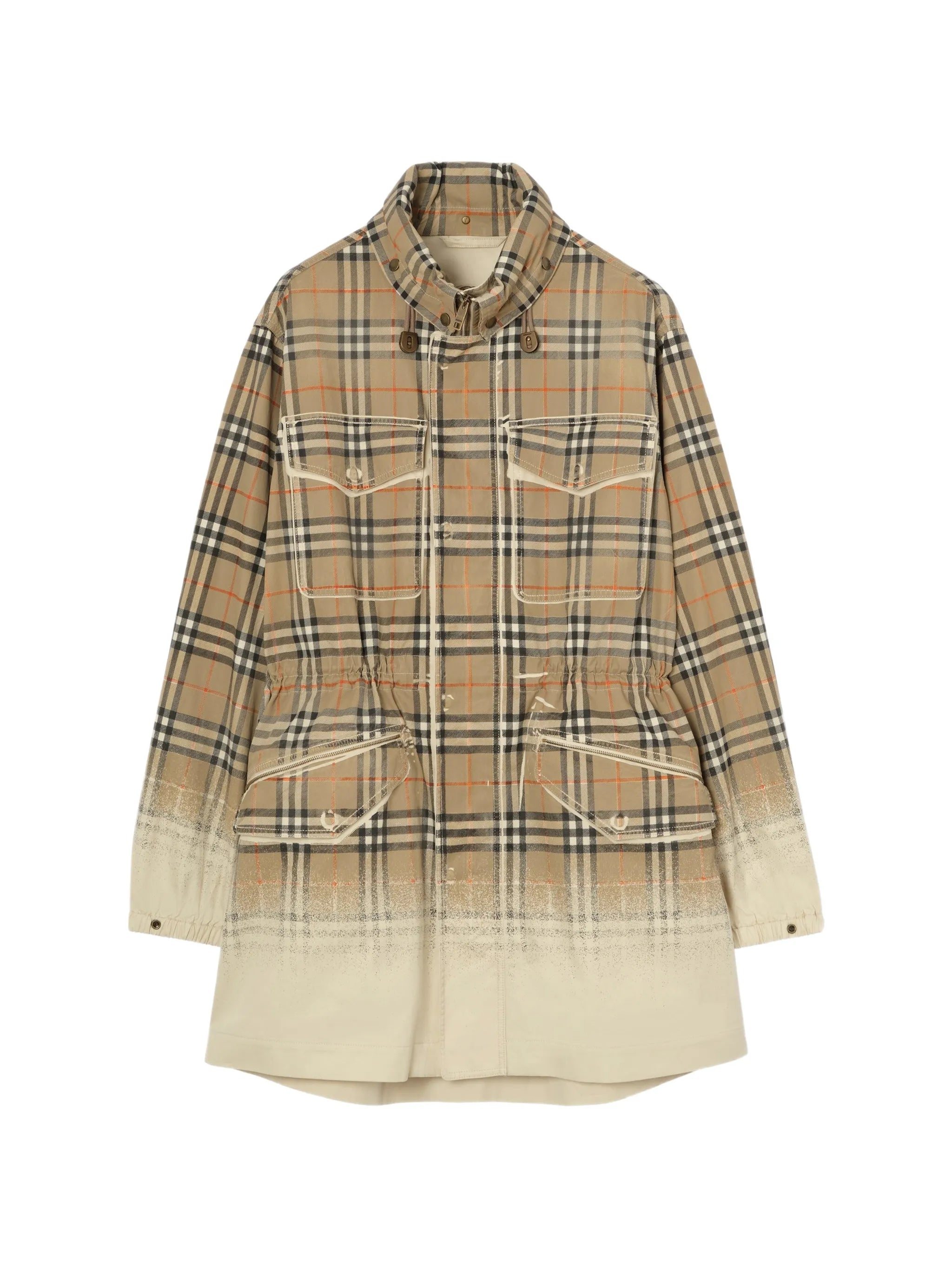 gradient Check tropical gabardine parka