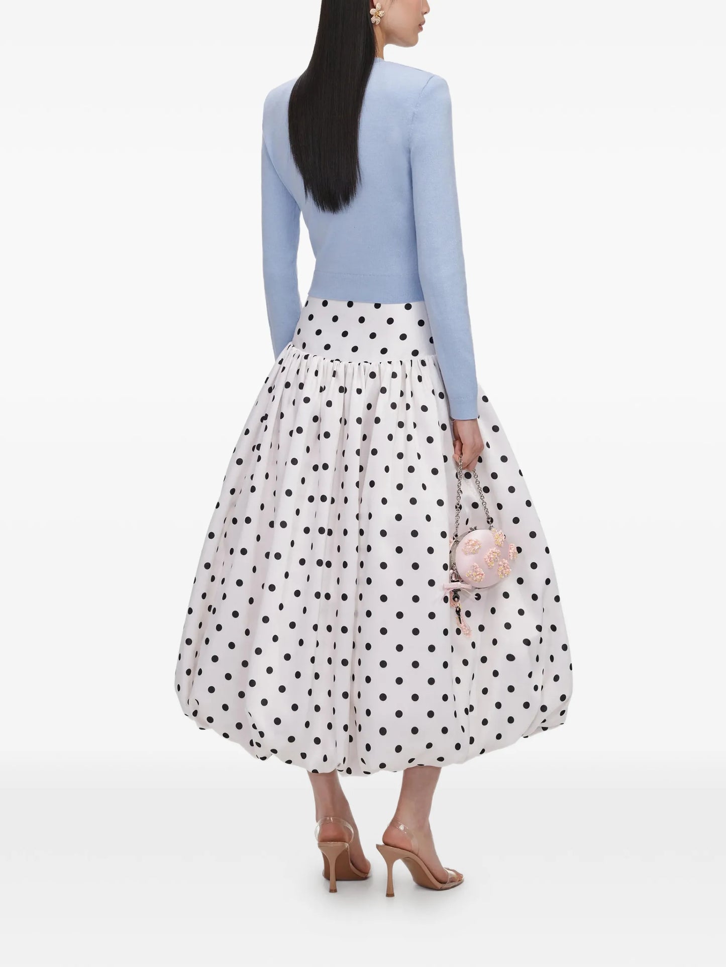 floral-motif button-up knit cardigan