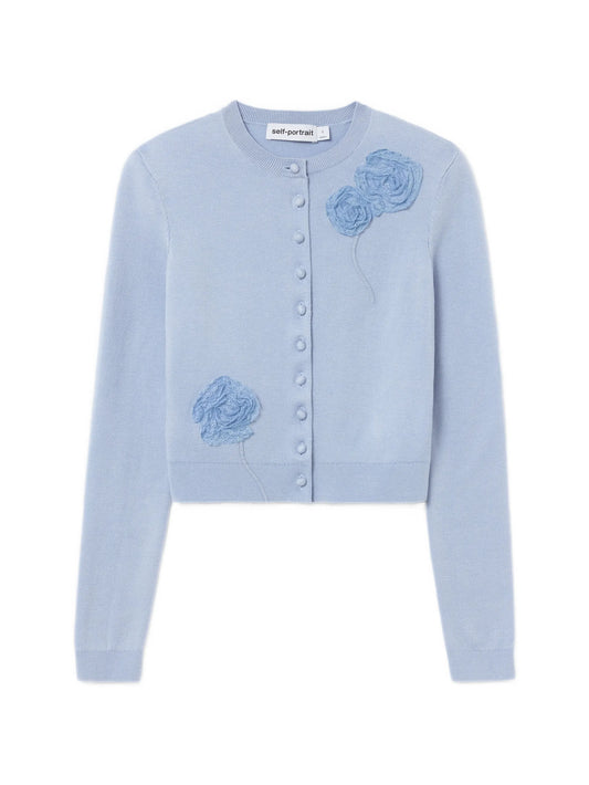 blue flower knit cardigan