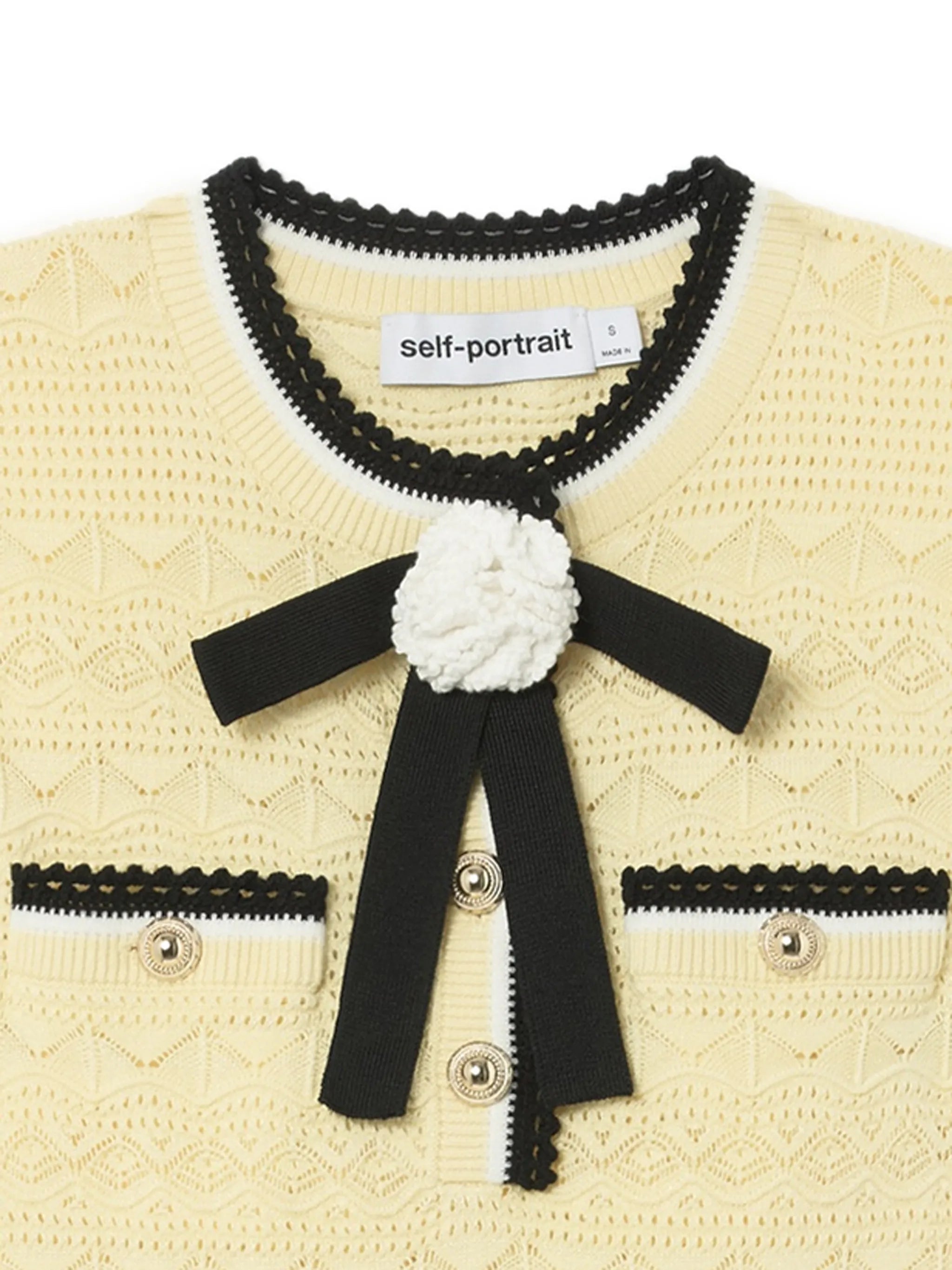 yellow pointelle knit mini dress