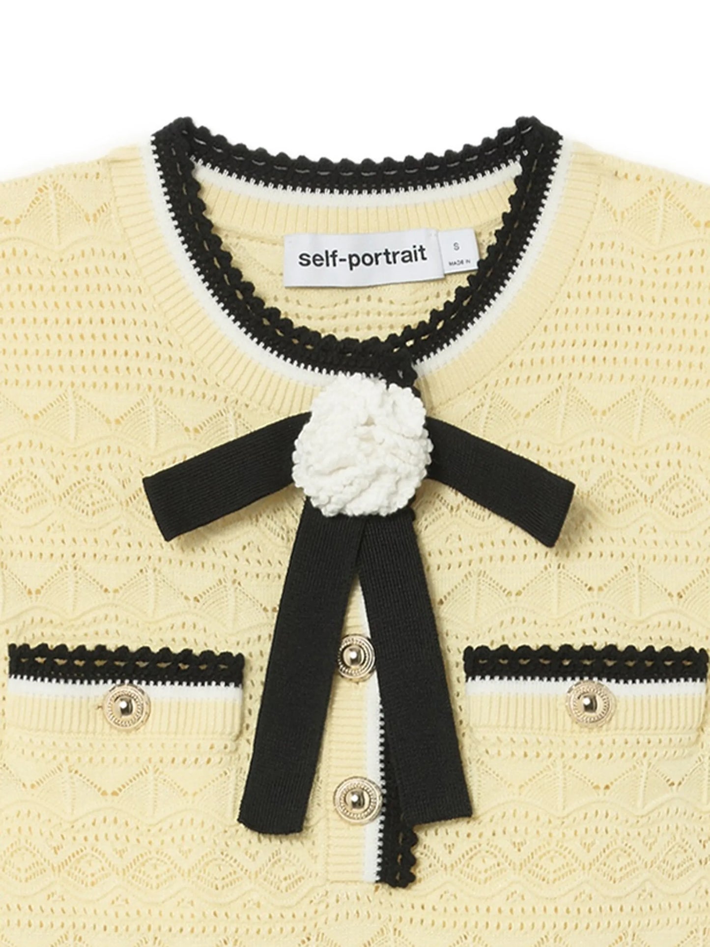 yellow pointelle knit mini dress