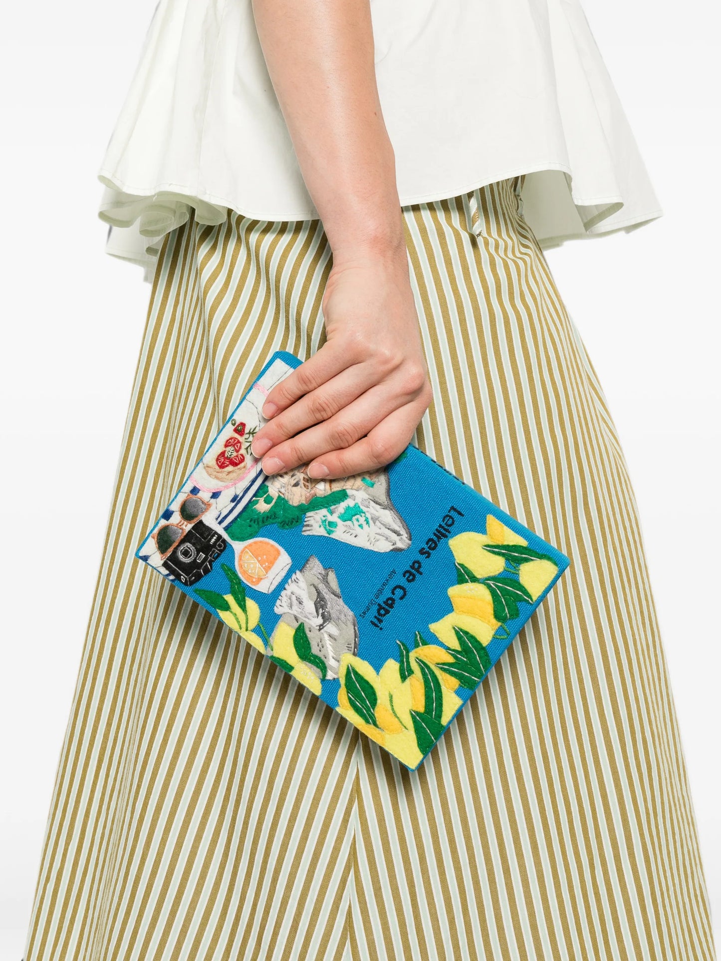 Lettres de Capri embroidered clutch bag