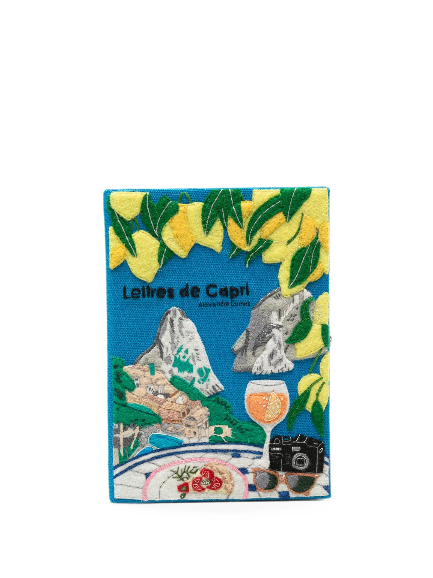Lettres de Capri embroidered clutch bag