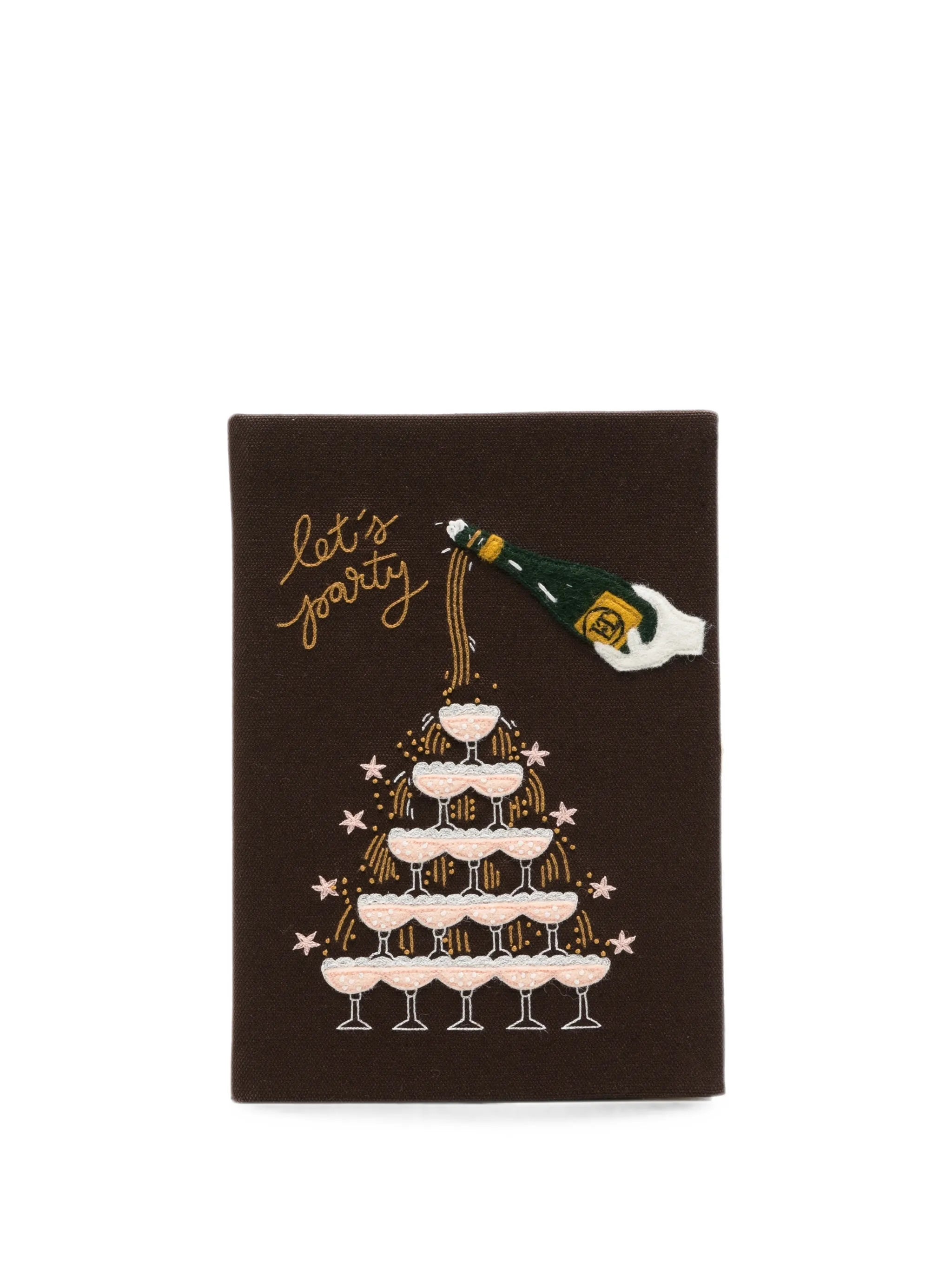 Let's Party embroidered-motif book clutch bag