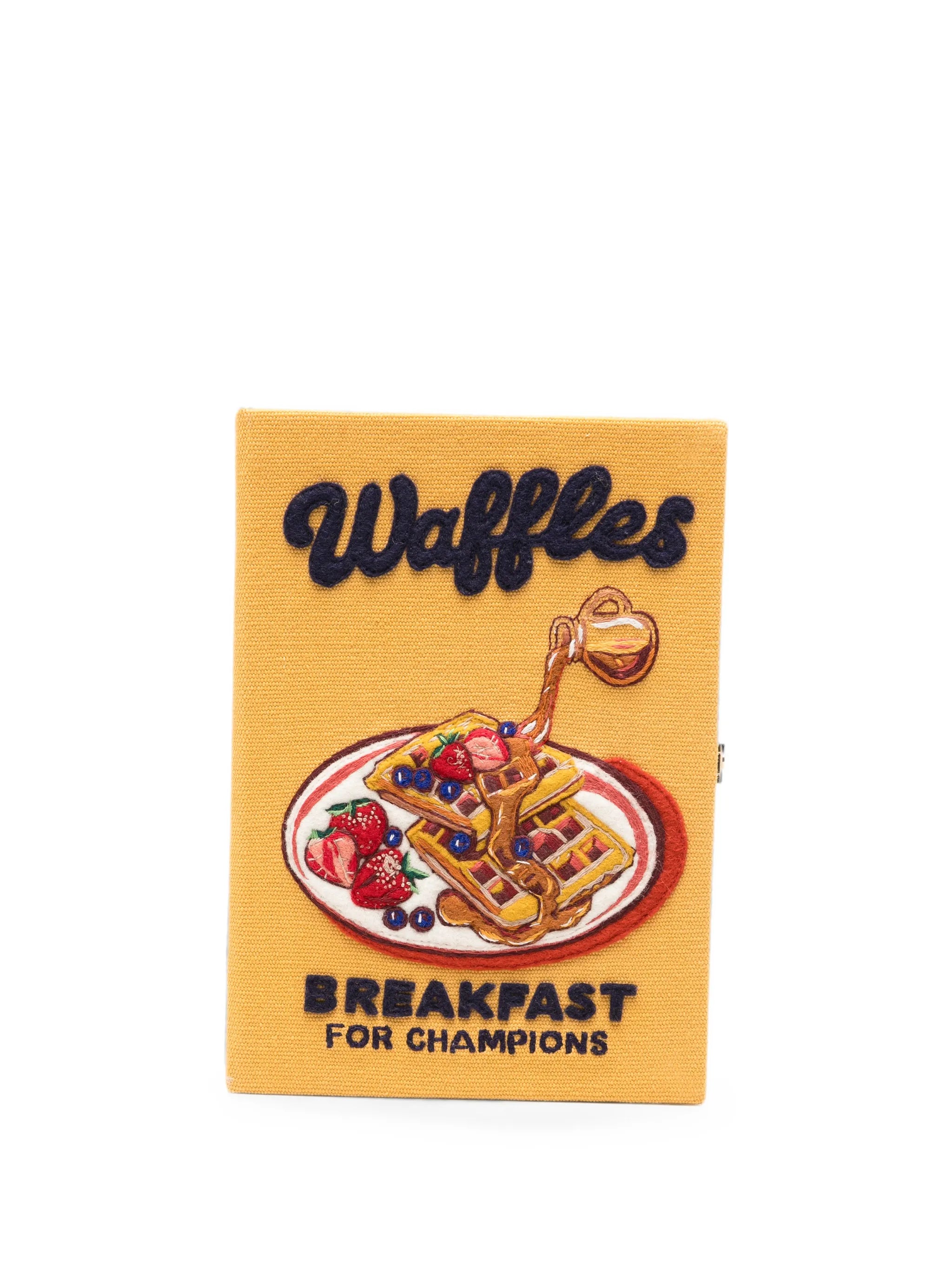 Waffles Breakfast For Champions embroidered clutch bag