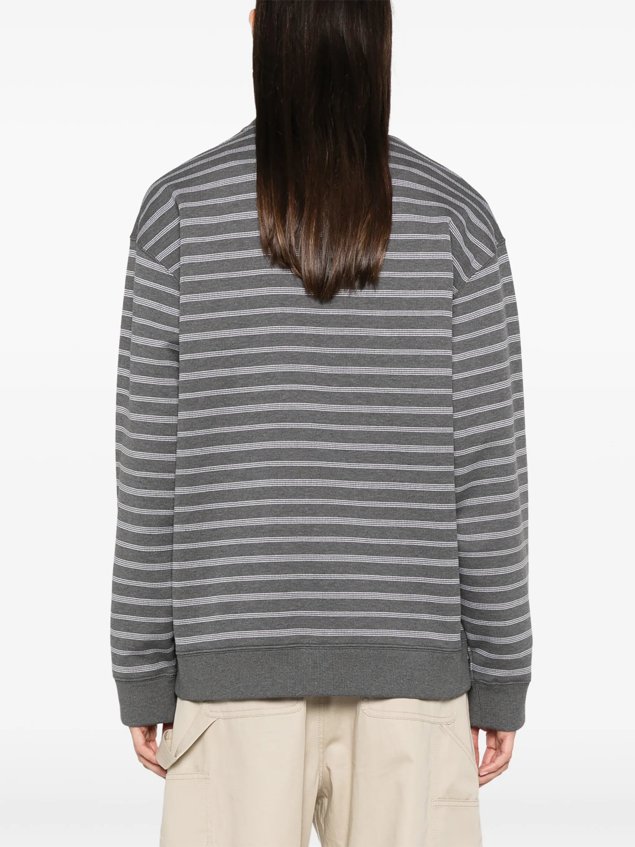 striped polo-collar knit