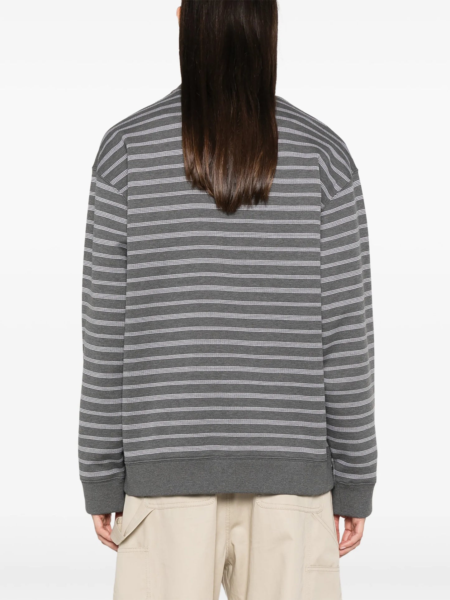 striped polo-collar knit