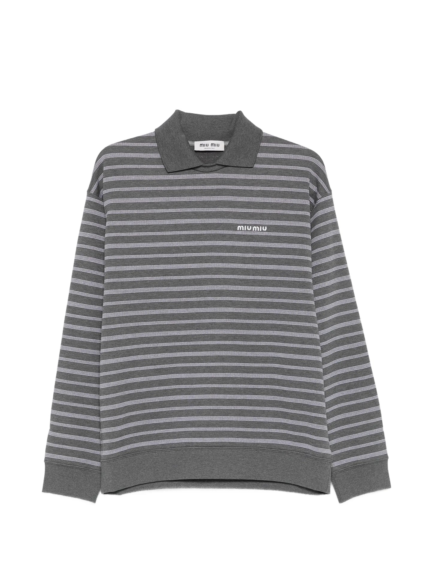 striped polo-collar knit