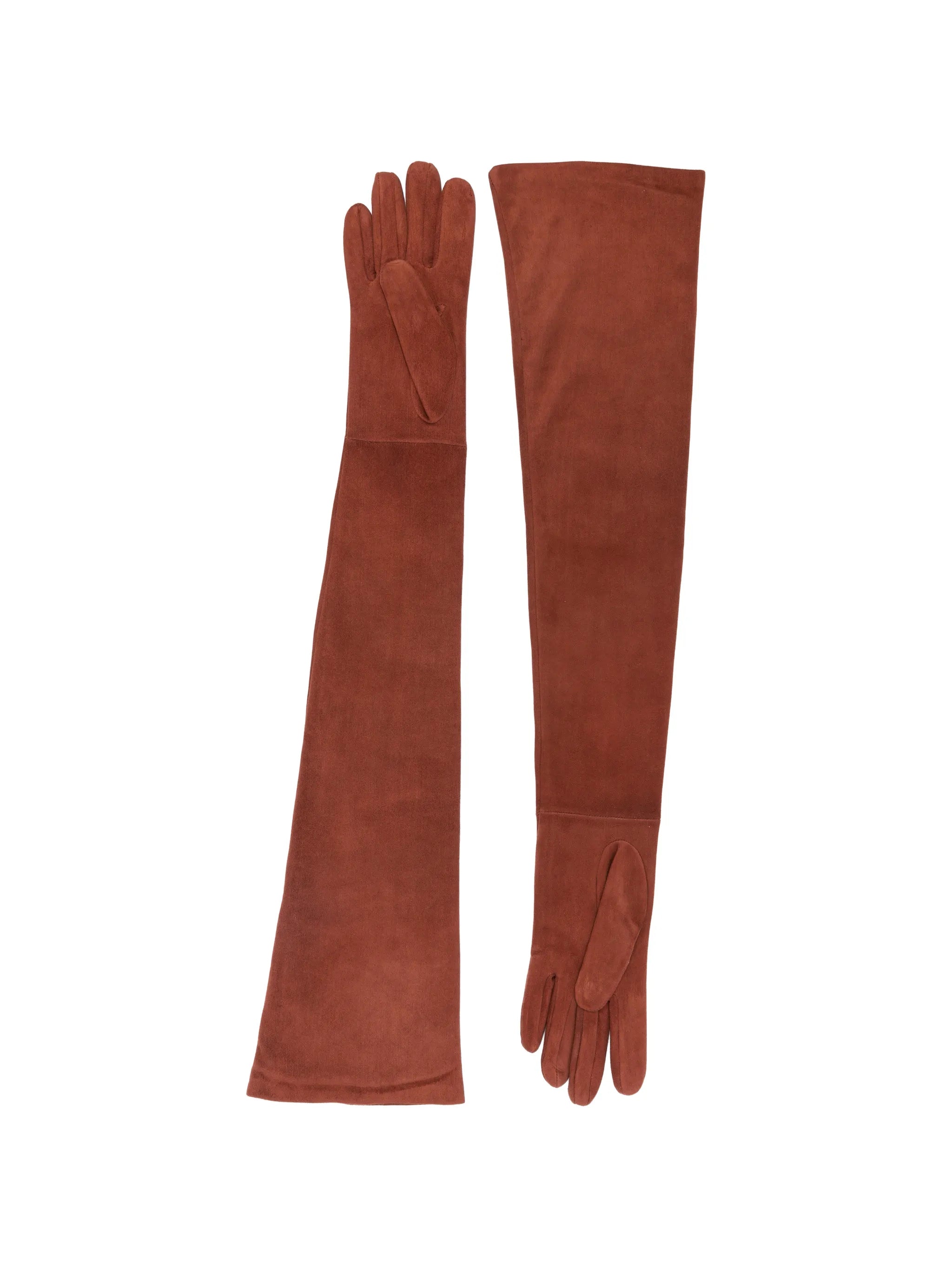 long suede gloves - terra cotta