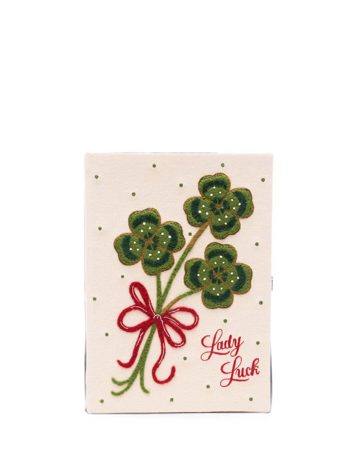 Lady Luck embroidered clutch bag