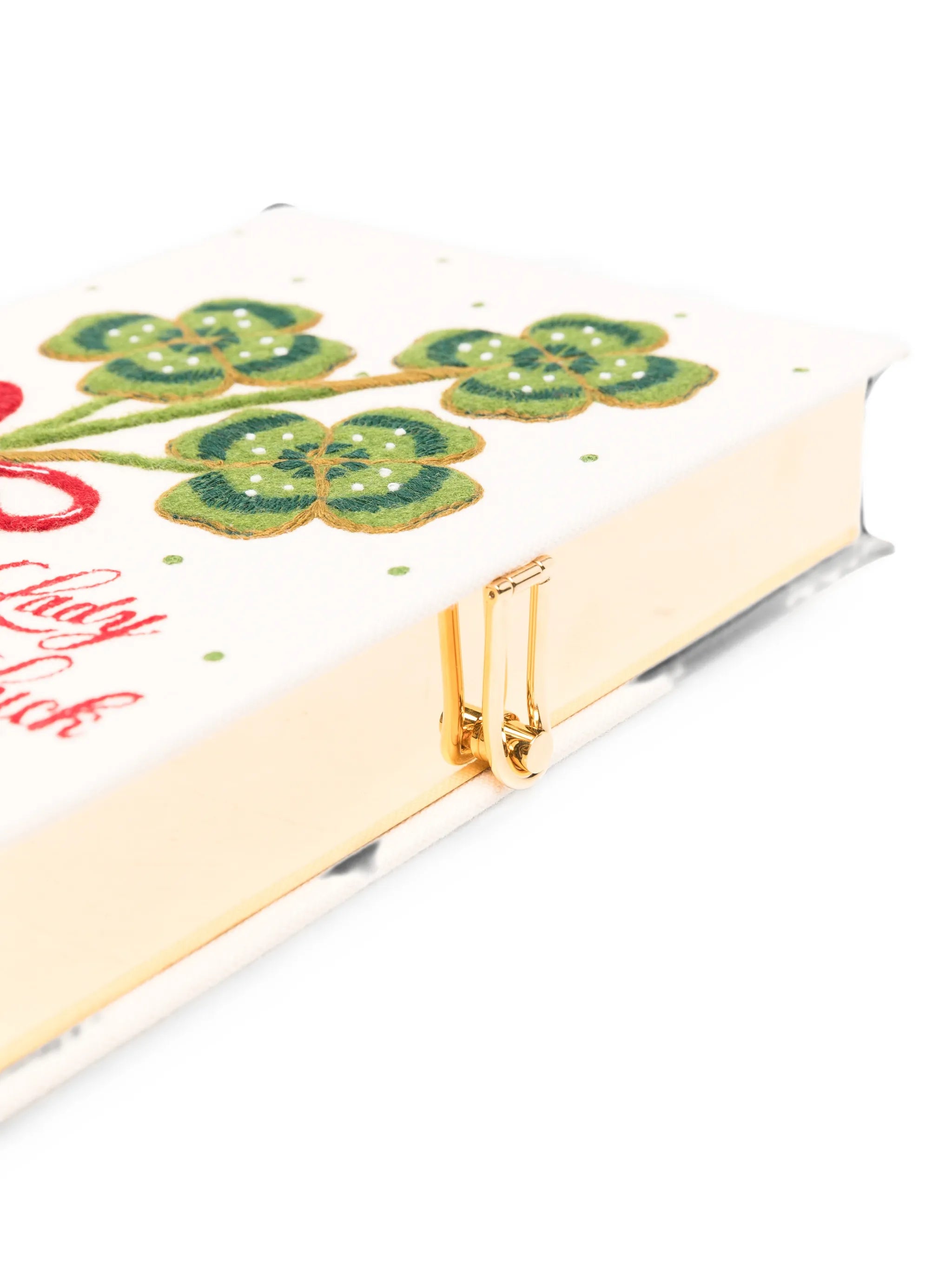 Lady Luck embroidered clutch bag