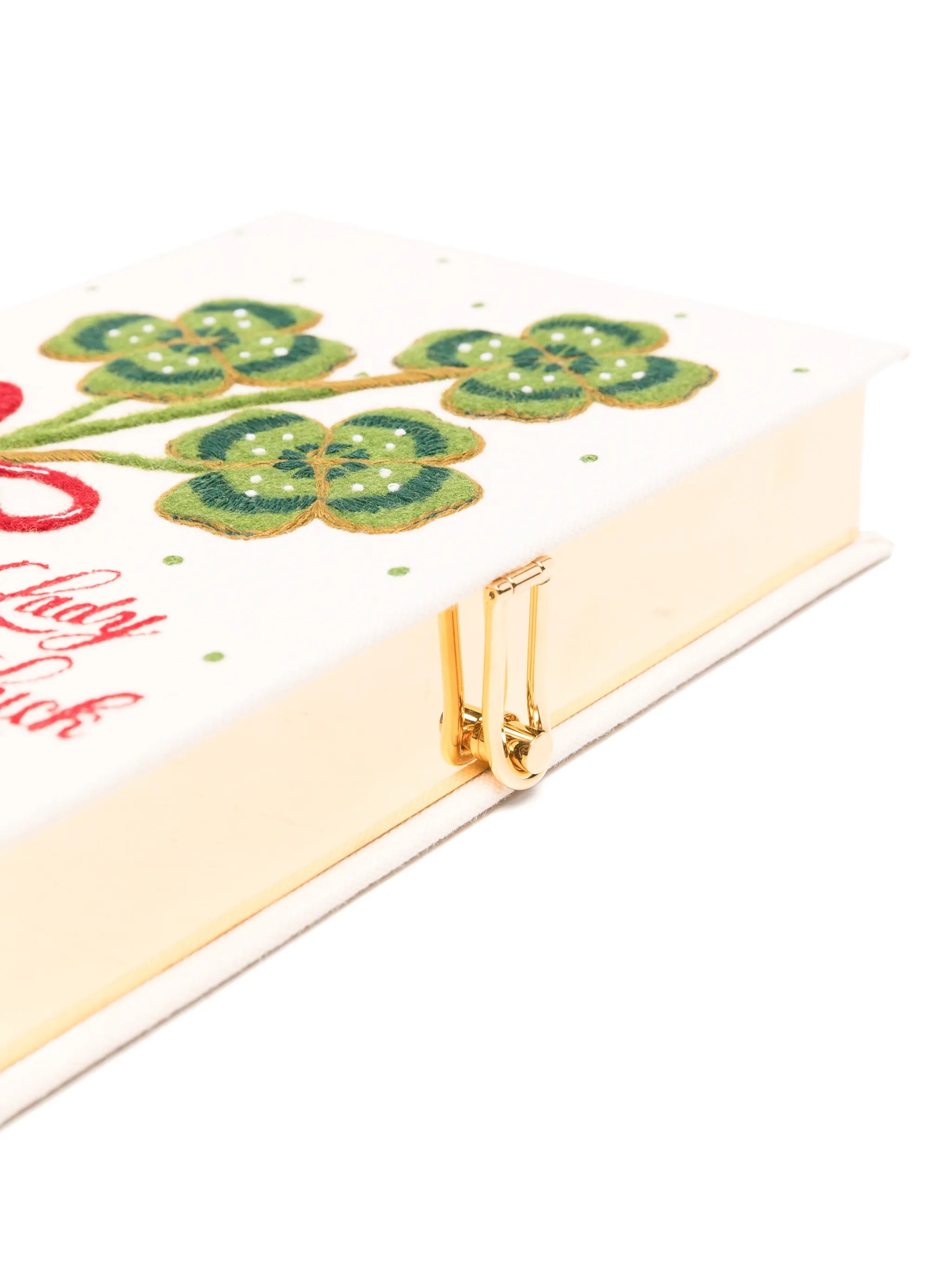 Lady Luck embroidered clutch bag