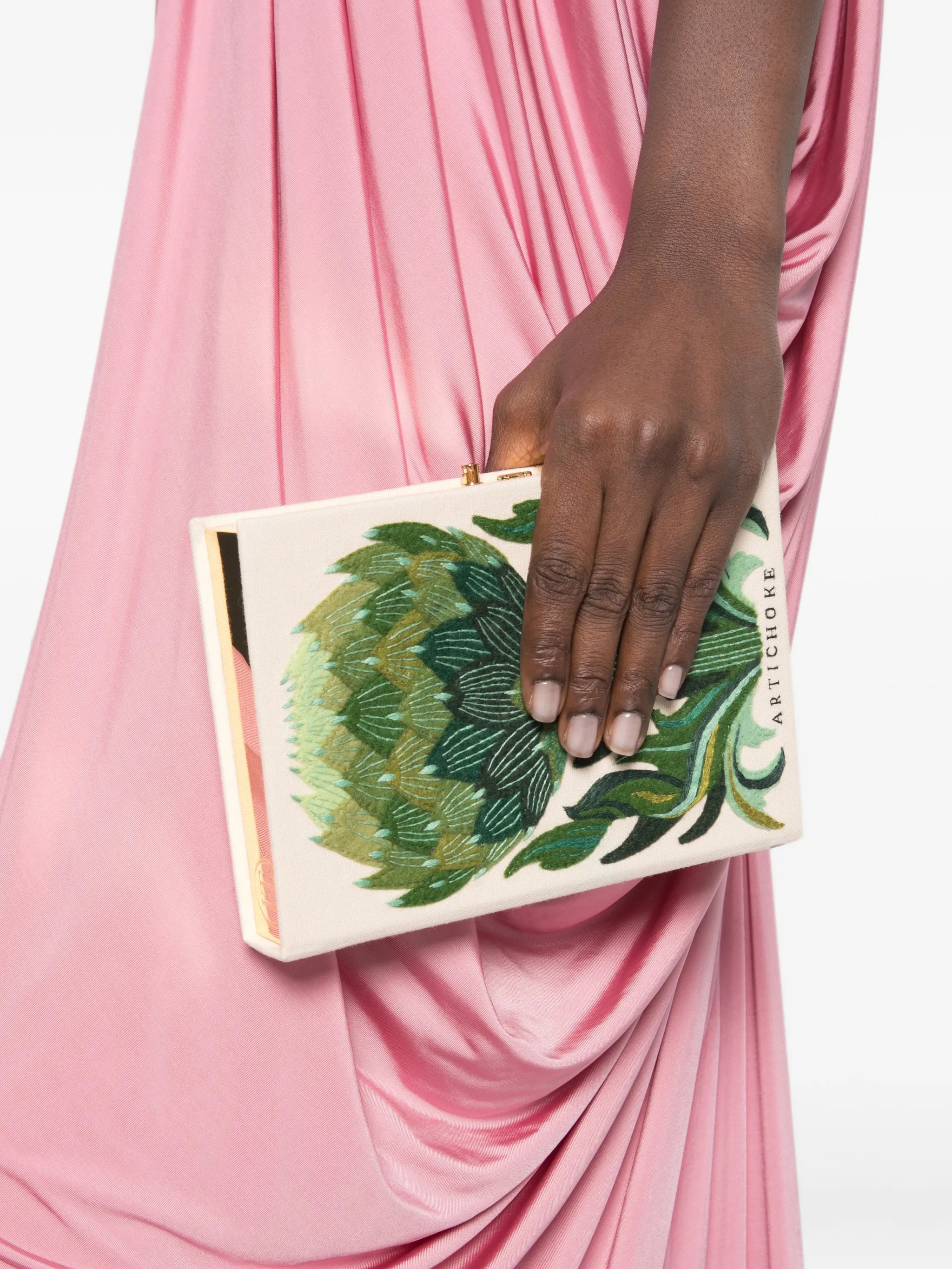 Artichoke embroidered clutch bag