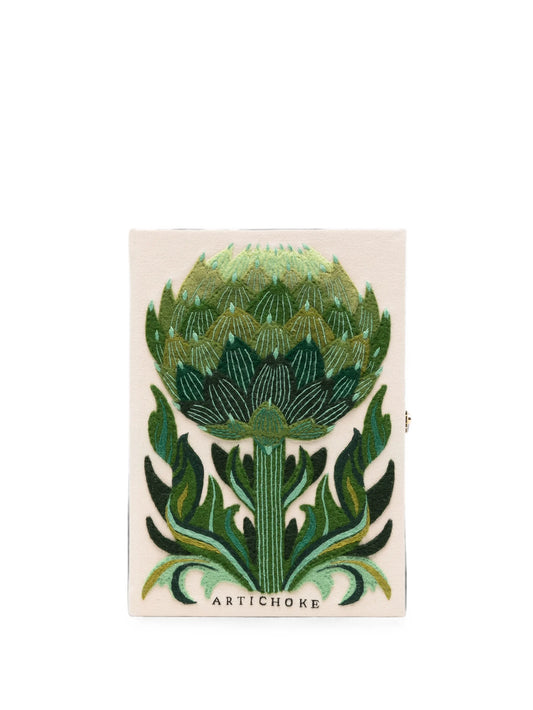 Artichoke embroidered clutch bag