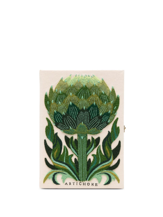 Artichoke embroidered clutch bag