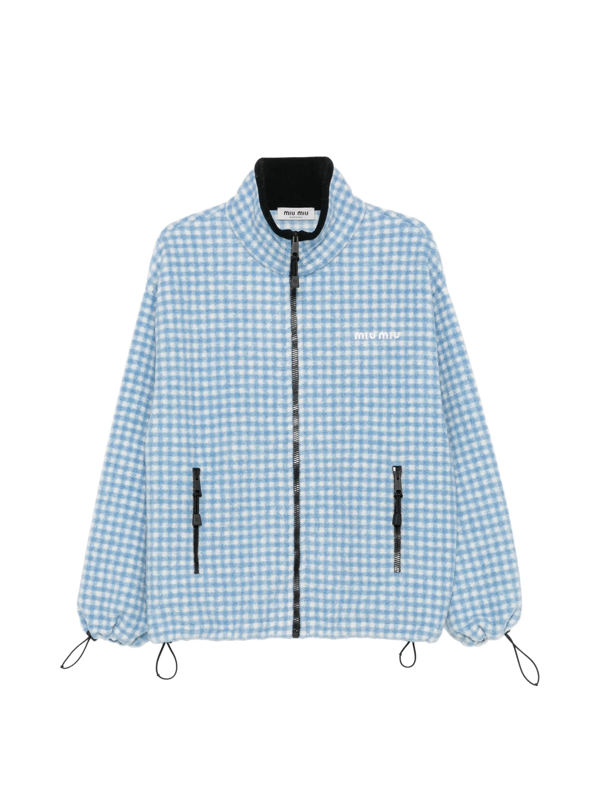check zip-up jacket