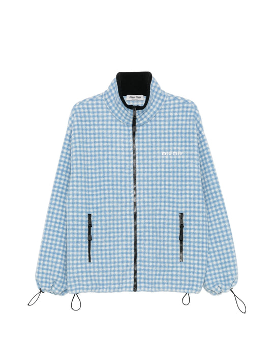 check zip-up jacket