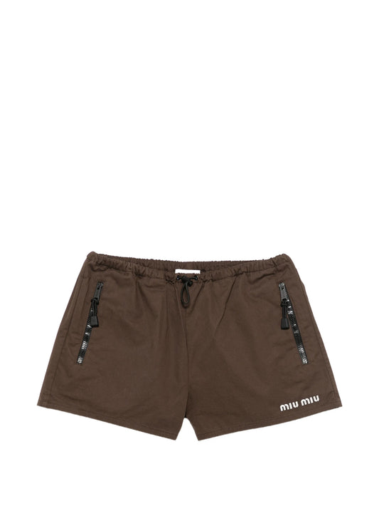 logo-embroidered gabardine shorts