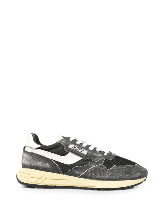 Reelwind low sneakers in black sugar and marshmallow nylon and suede