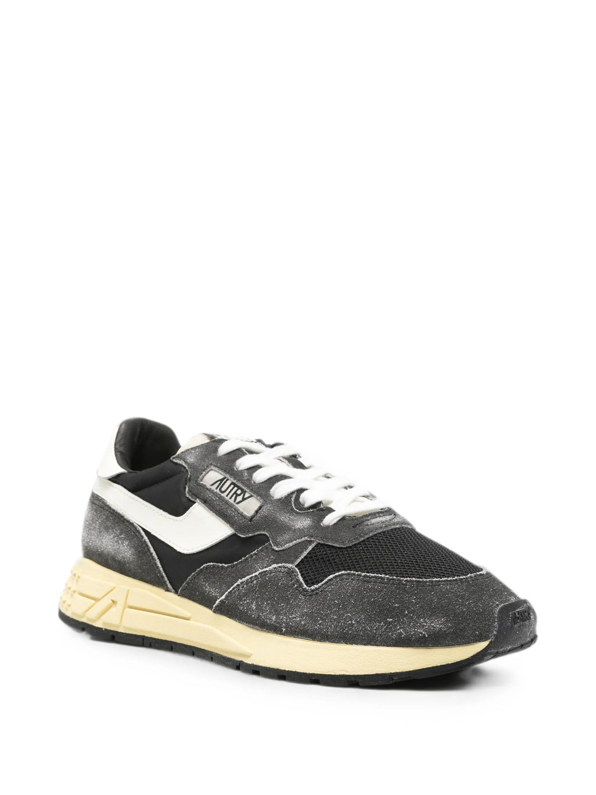 Reelwind low sneakers in black sugar and marshmallow nylon and suede