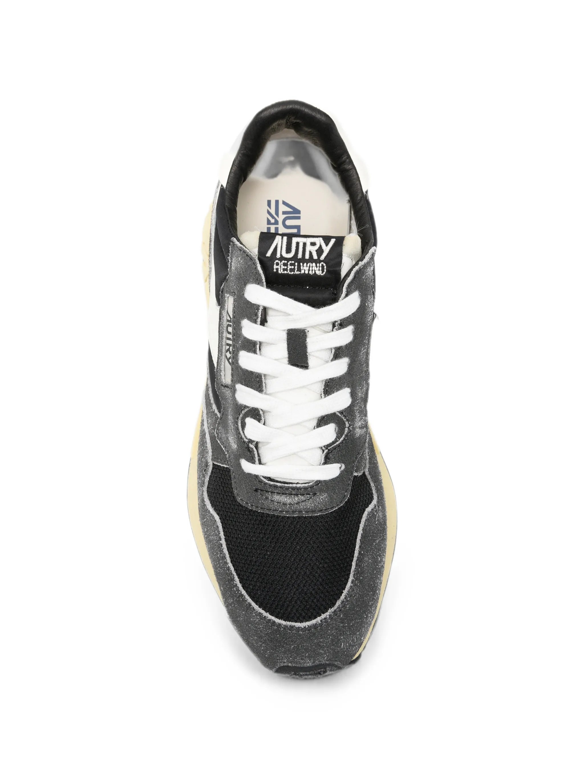 Reelwind low sneakers in black sugar and marshmallow nylon and suede