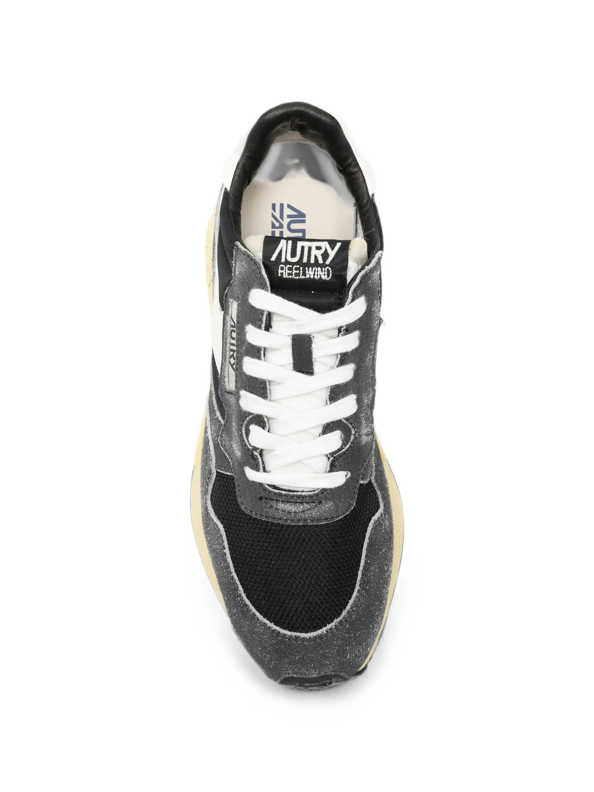 Reelwind low sneakers in black sugar and marshmallow nylon and suede