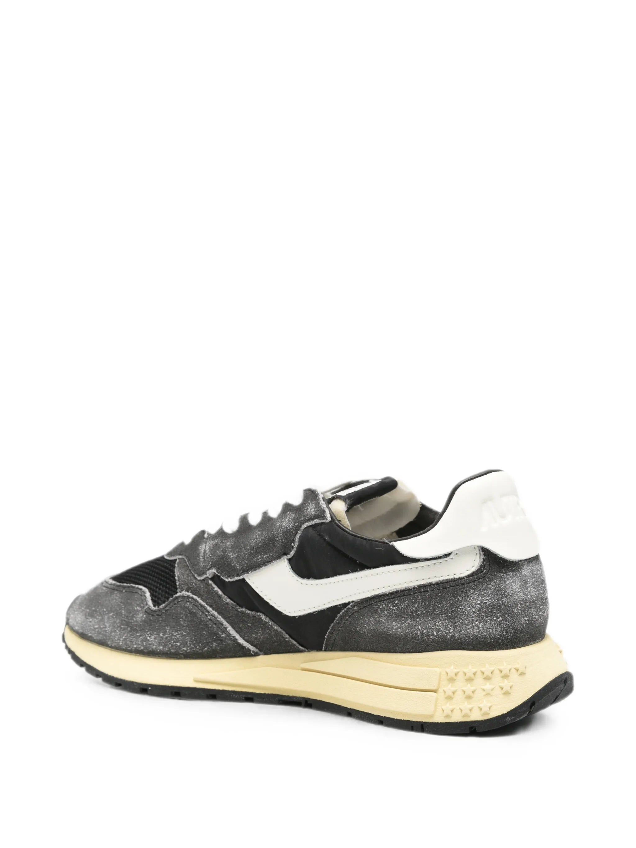 Reelwind low sneakers in black sugar and marshmallow nylon and suede