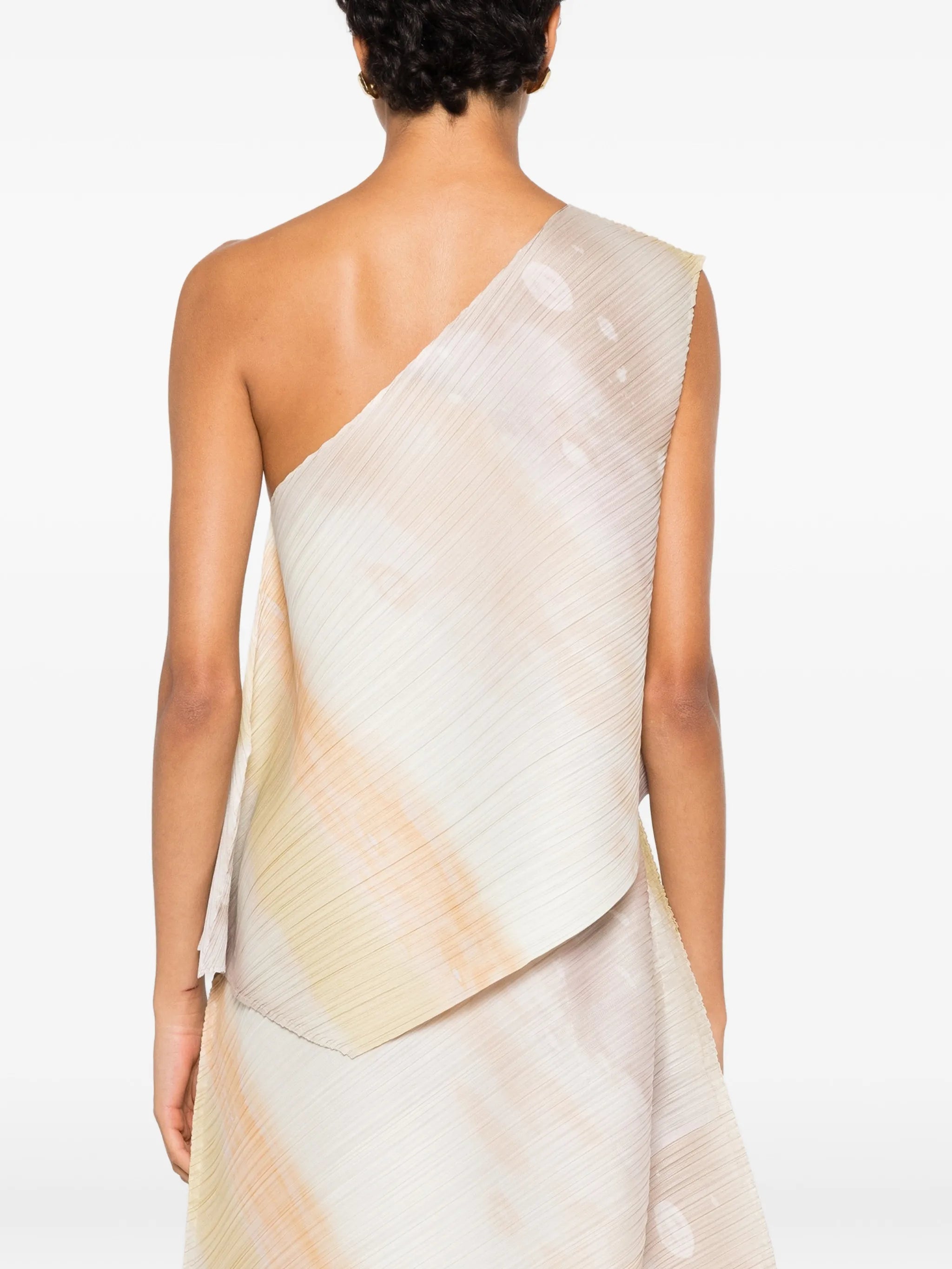 one-shoulder pleated top