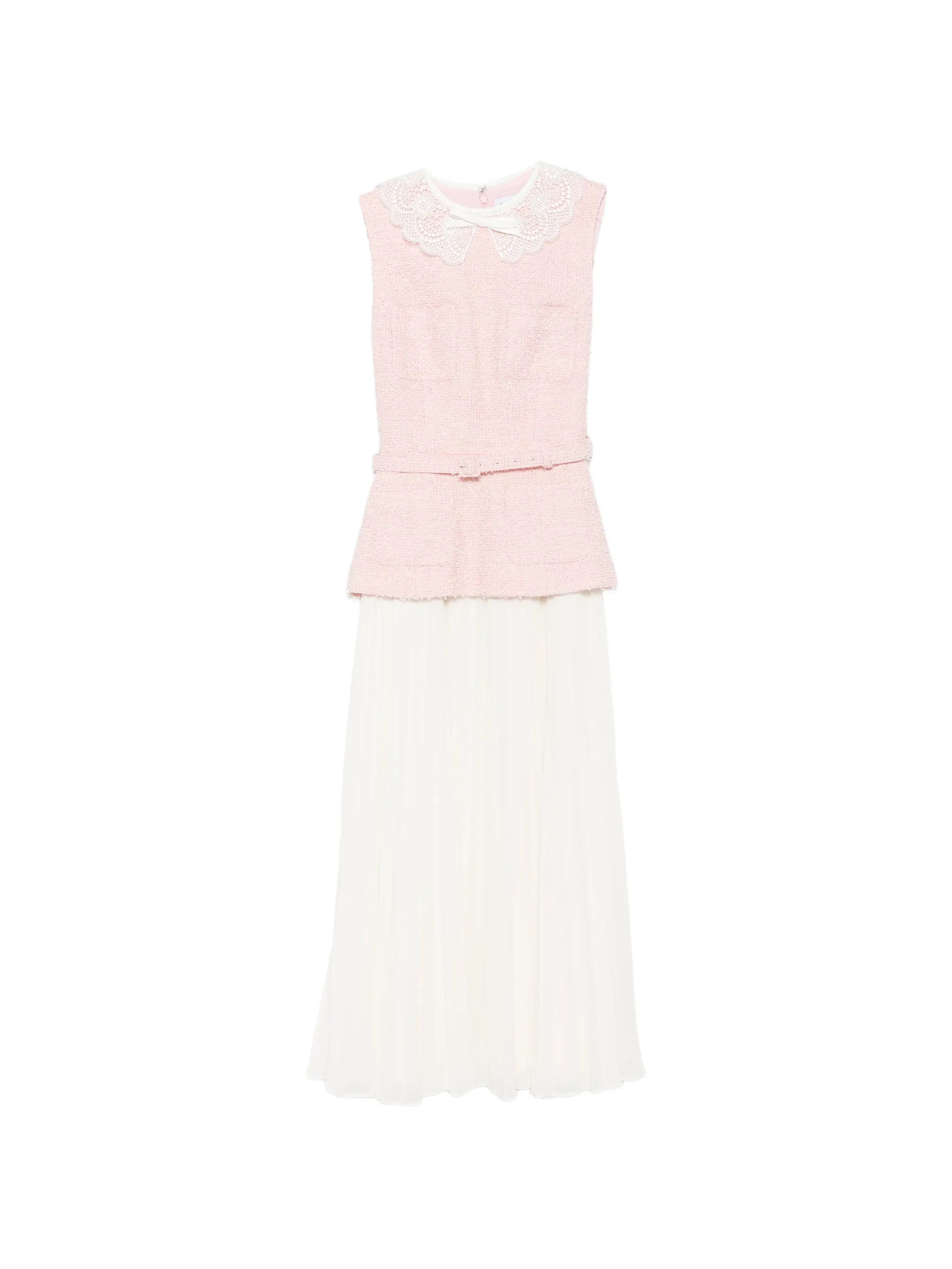 buckle lace collar midi dress