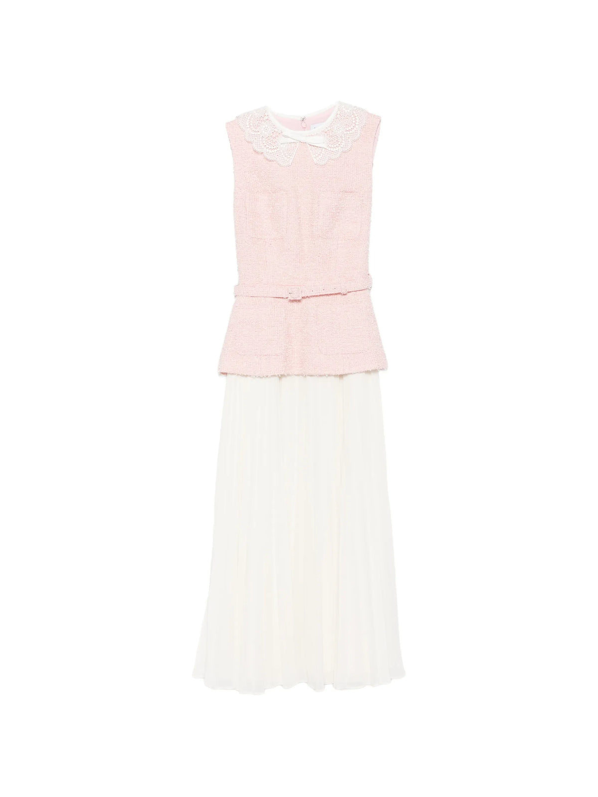 buckle lace collar midi dress