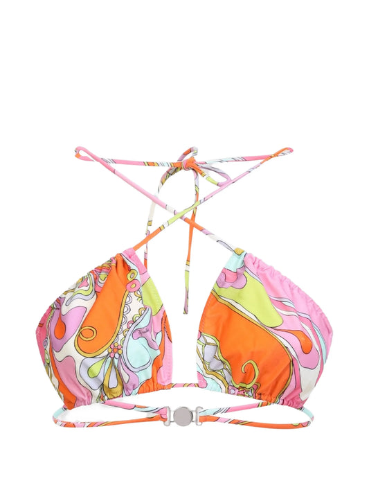 abstract-print halterneck bikini top