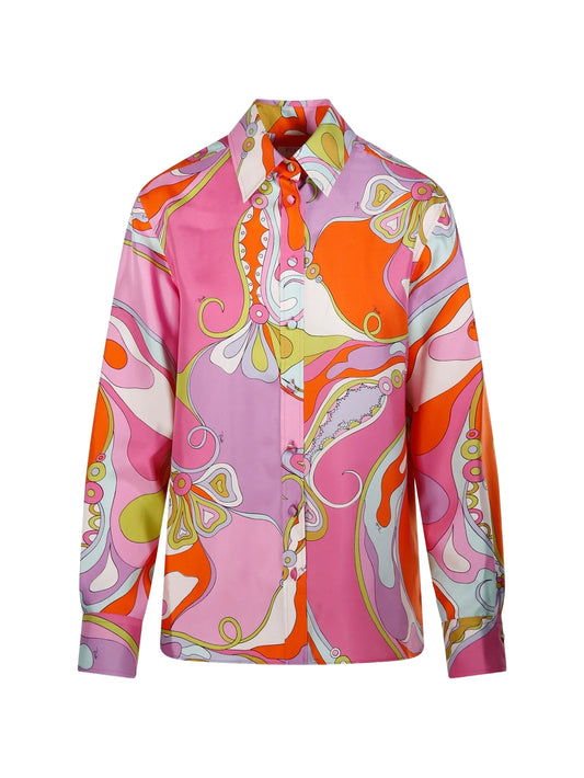abstract-print silk shirt
