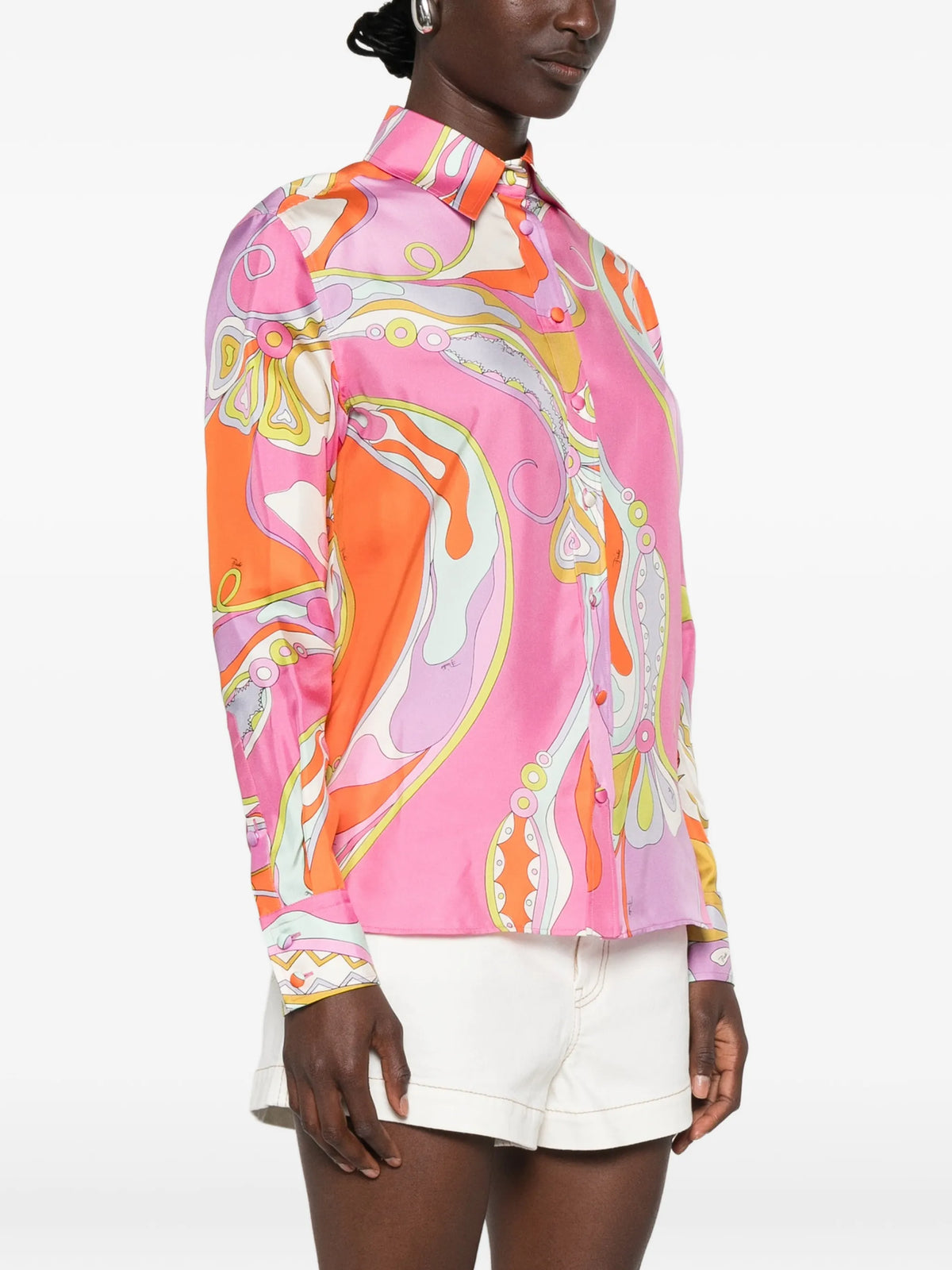 Orchidee print silk shirt