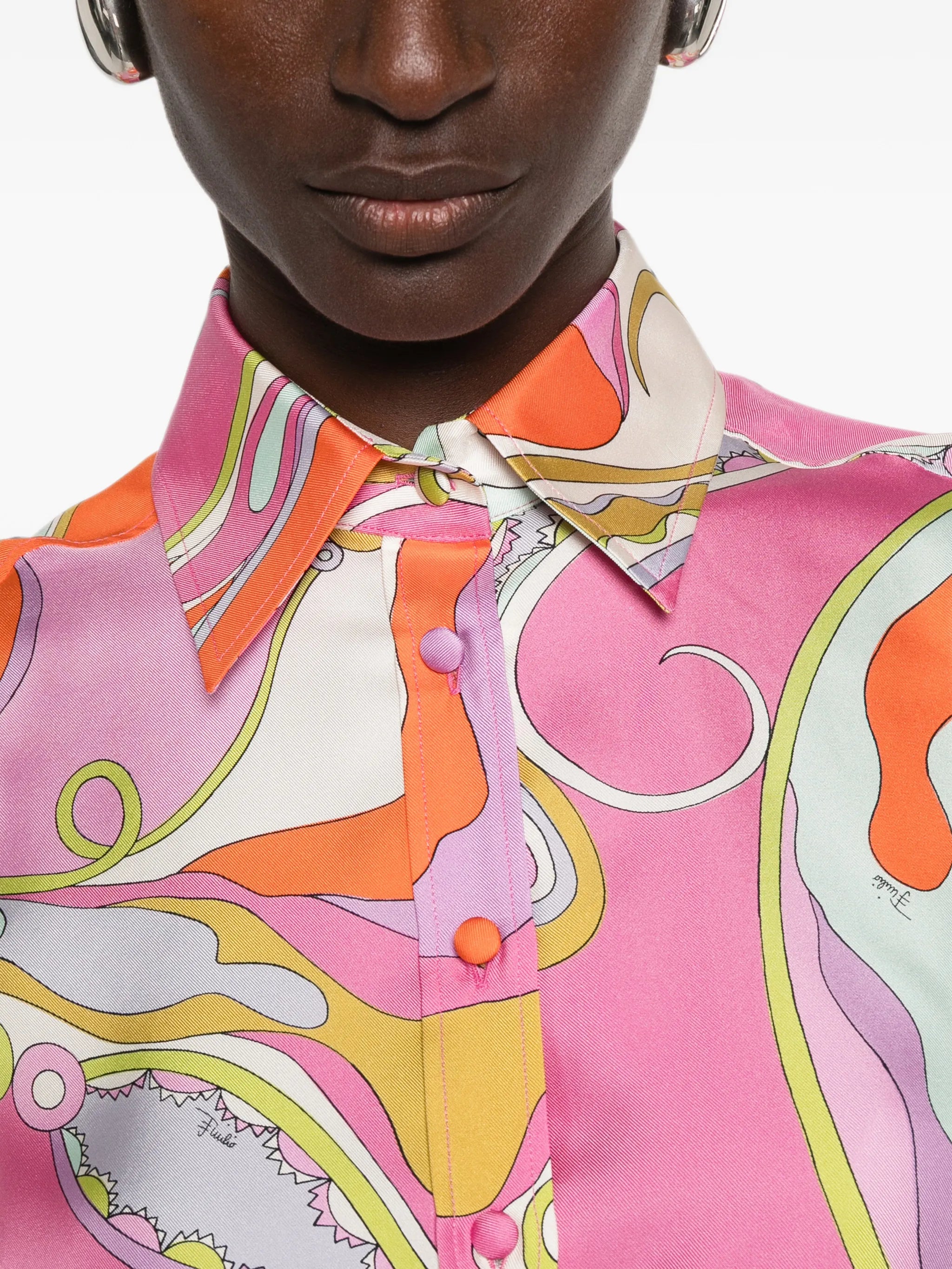 Orchidee print silk shirt