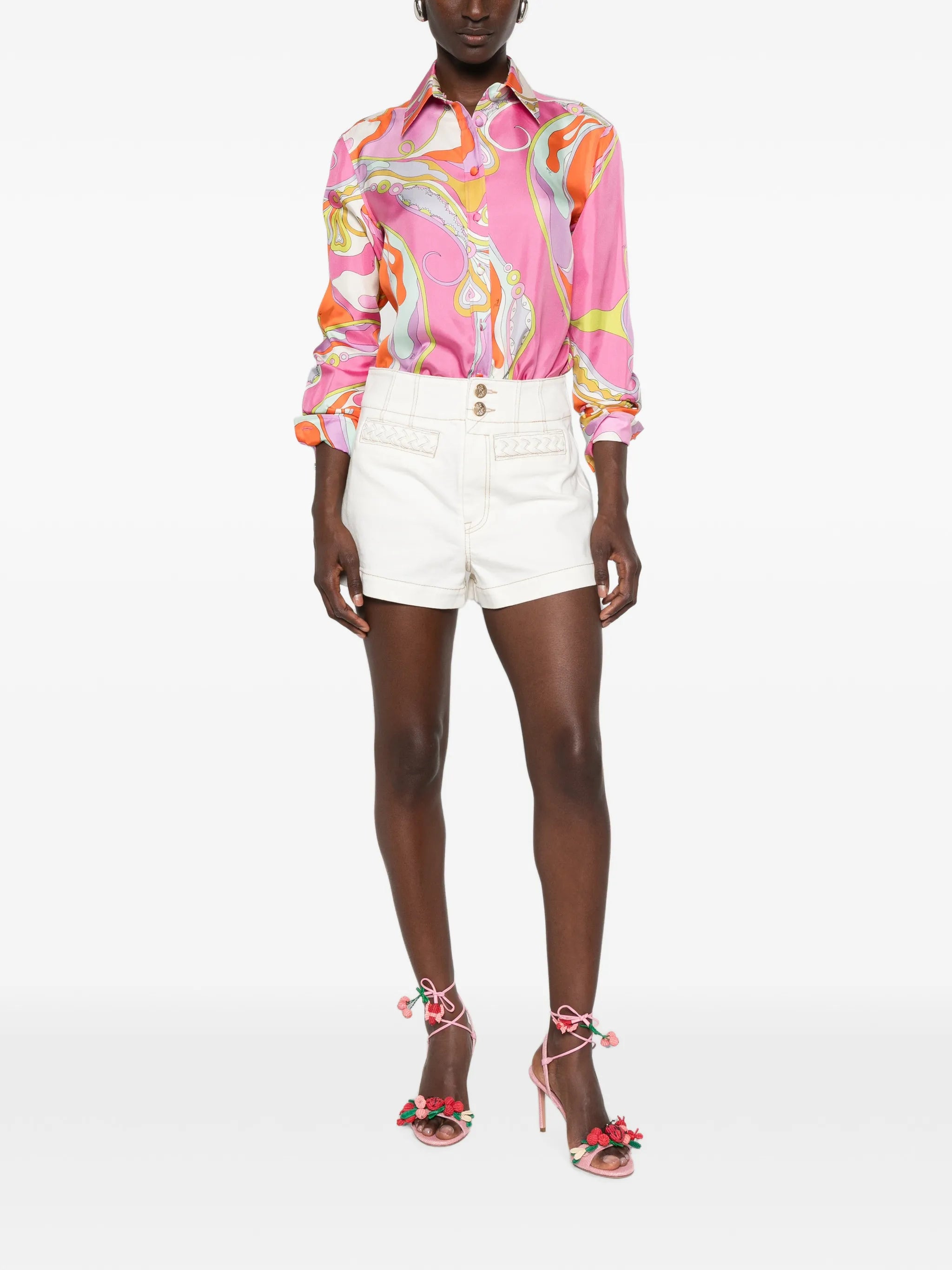 Orchidee print silk shirt