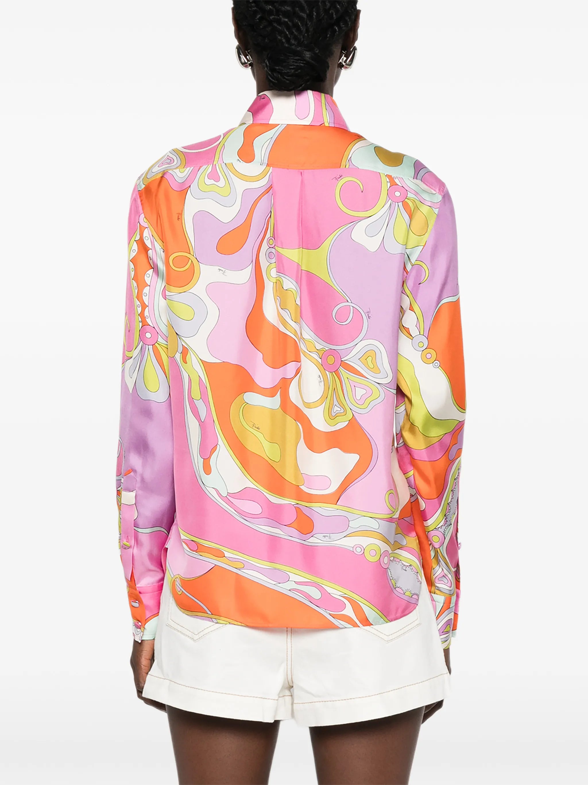 Orchidee print silk shirt