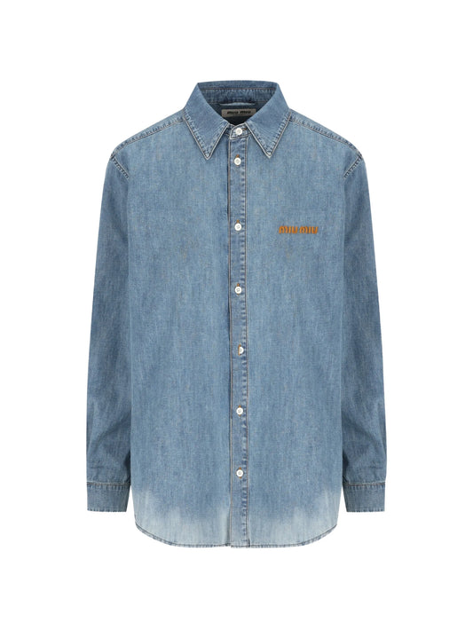 Chambray logo-embroidered denim shirt
