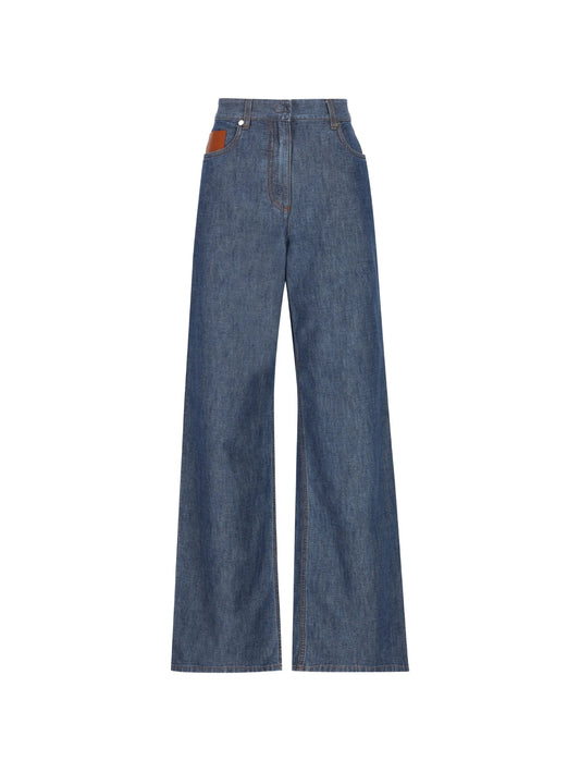 logo-patch wide-leg trousers