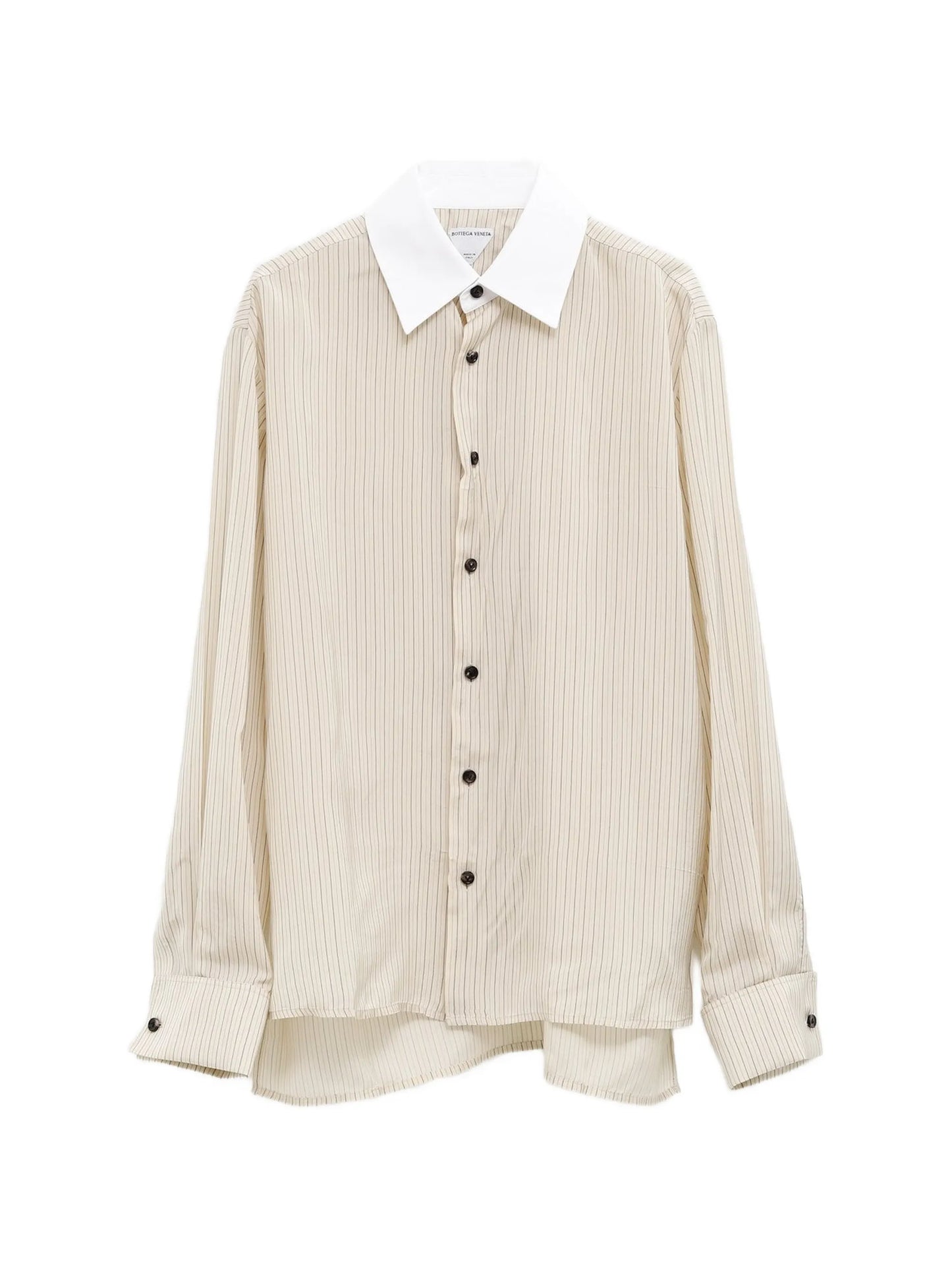 pinstripe-pattern contrast-collar shirt