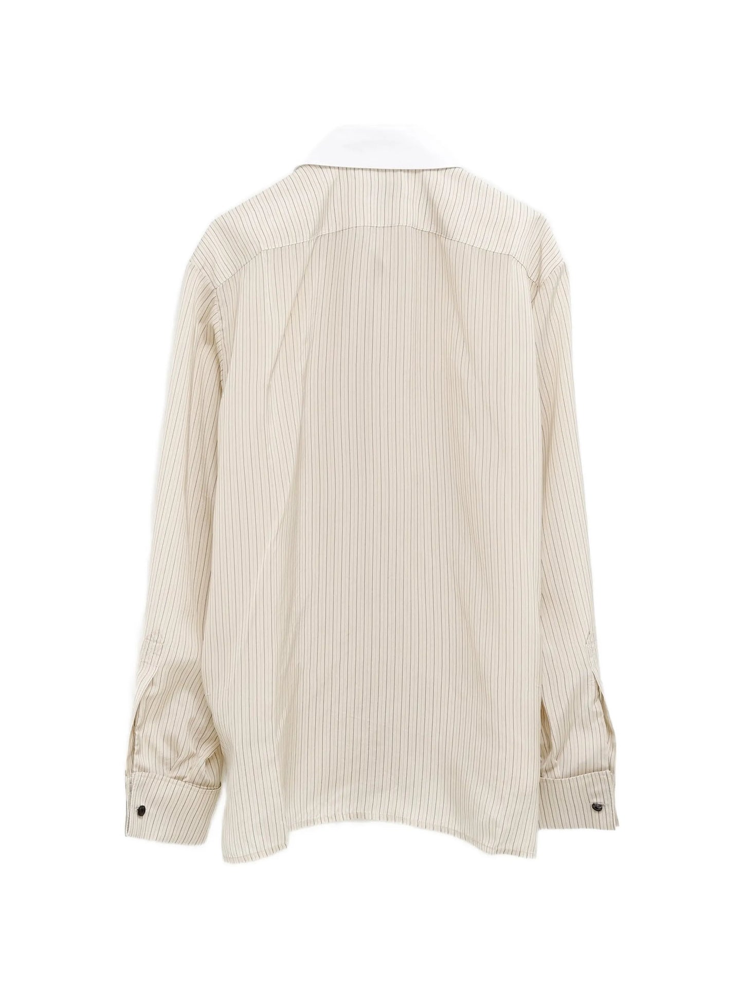 pinstripe-pattern contrast-collar shirt