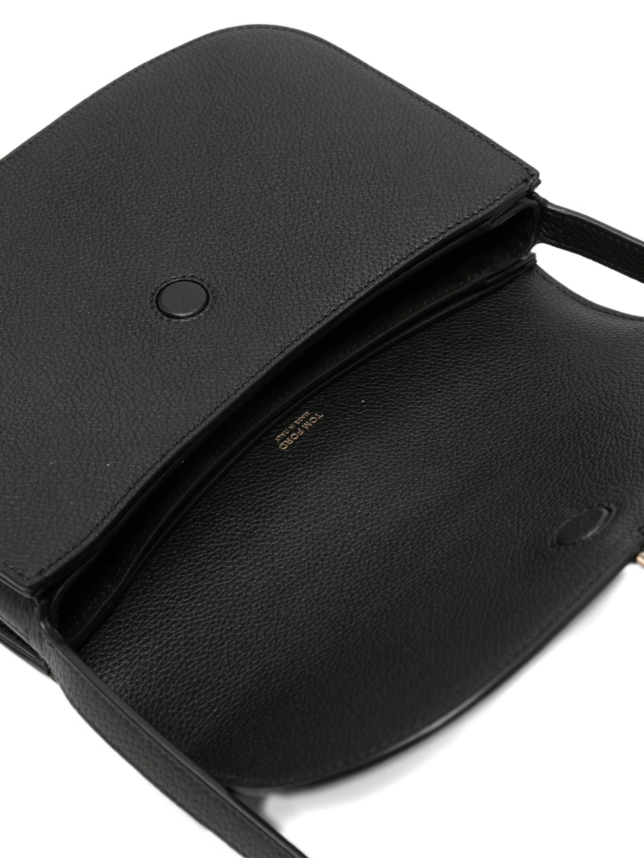 T-clasp grained leather shoulder bag