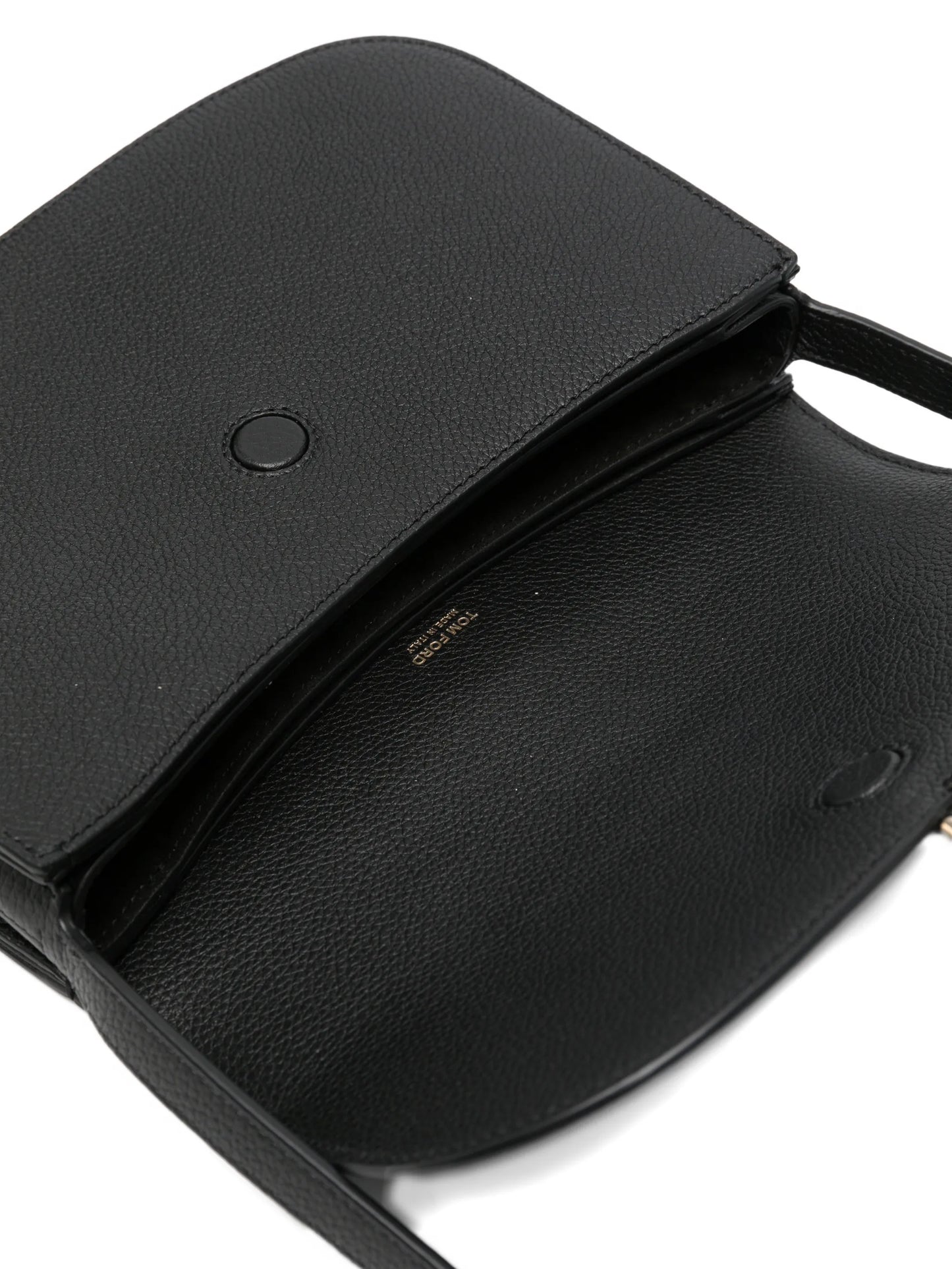 T-clasp grained leather shoulder bag