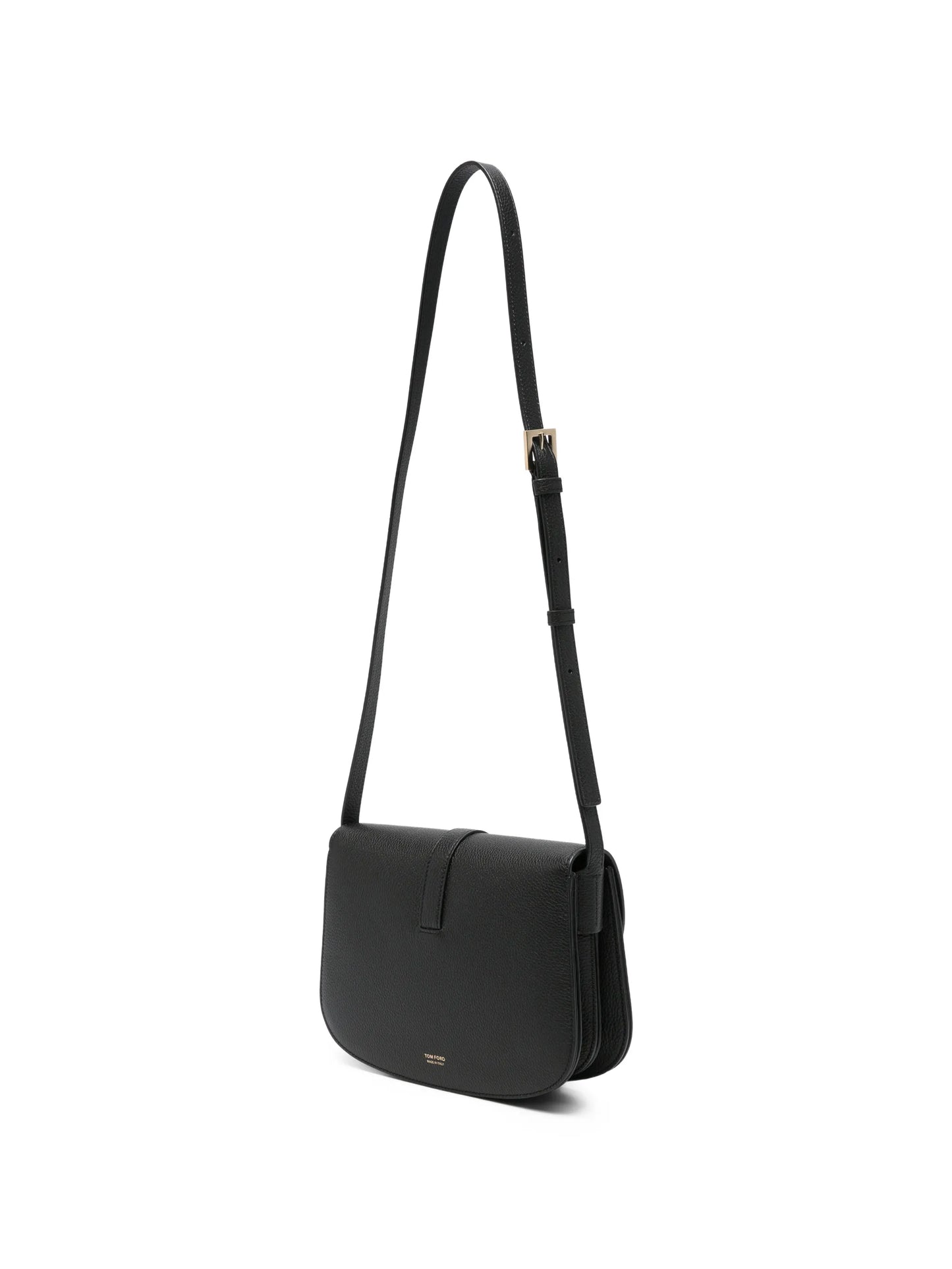 T-clasp grained leather shoulder bag