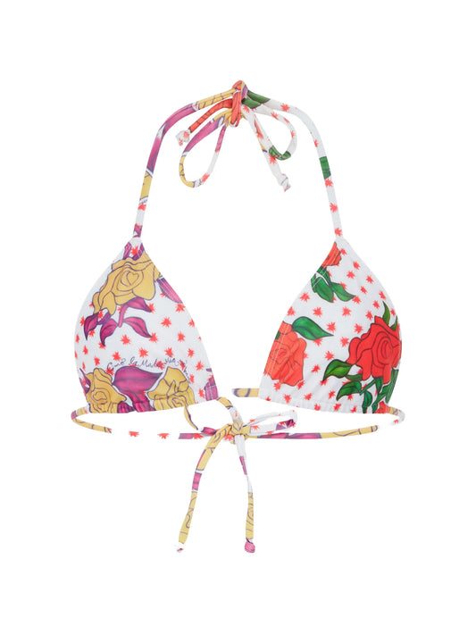floral-print triangle bikini top