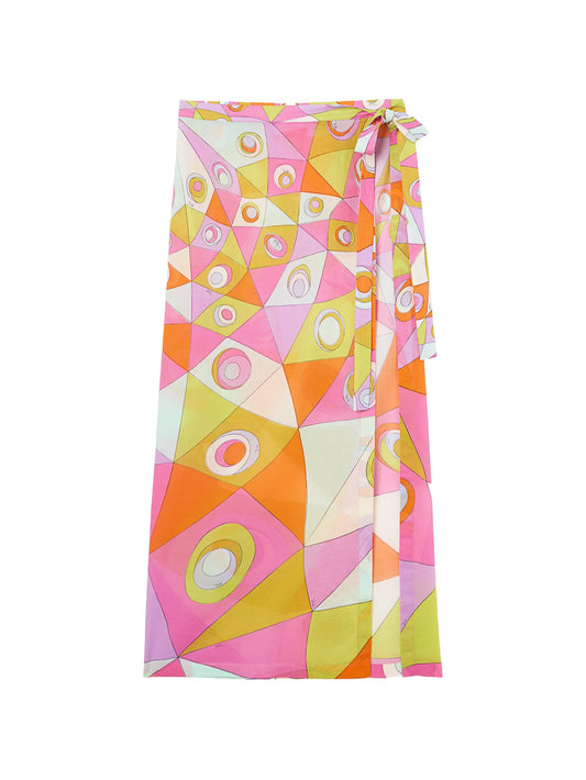 Occhi print cotton sarong skirt