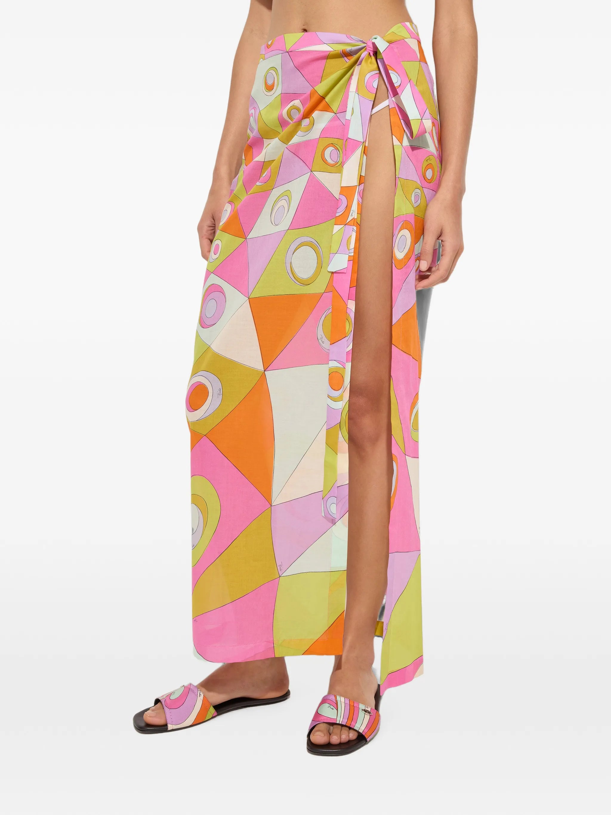 Occhi print cotton sarong skirt