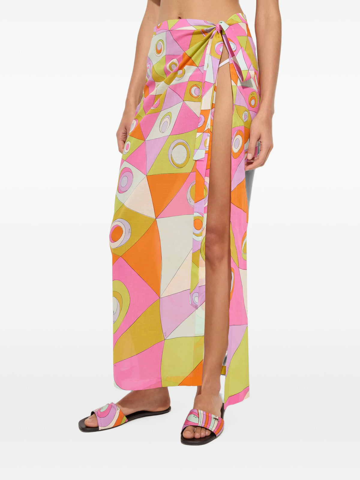 Occhi print cotton sarong skirt
